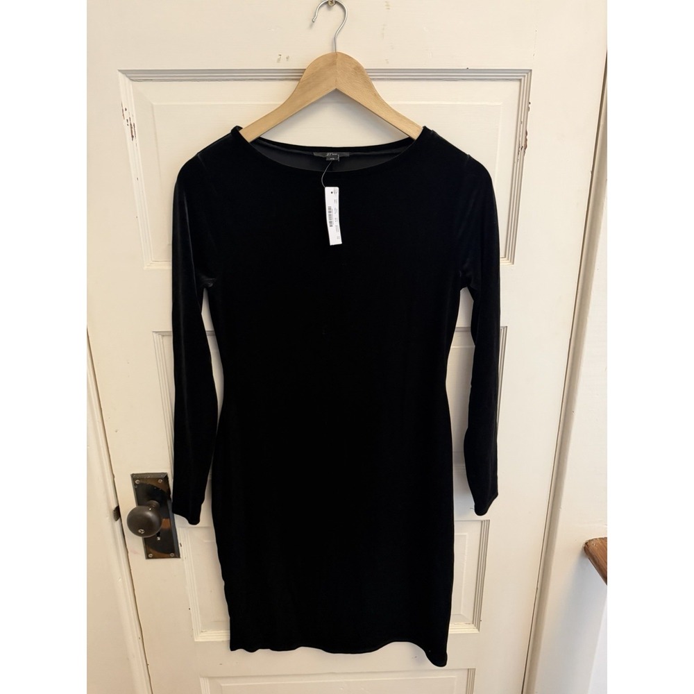 J.Crew Women's Black Velvet Long Sleeve Sheath Dress Cocktail Party Size‎ XS New